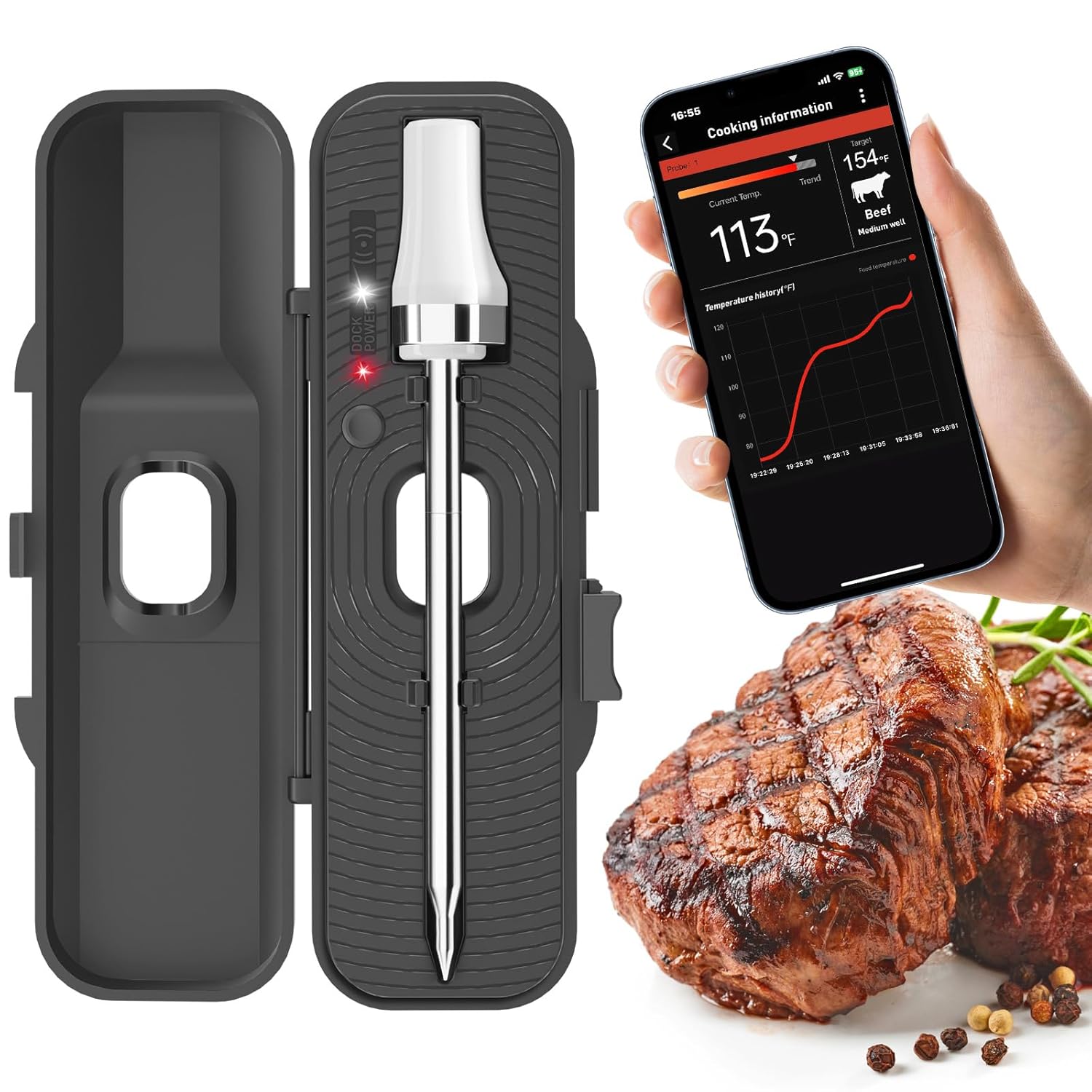 Armeator Wireless Meat Thermometer, 932°F HighTemperature Grilling for