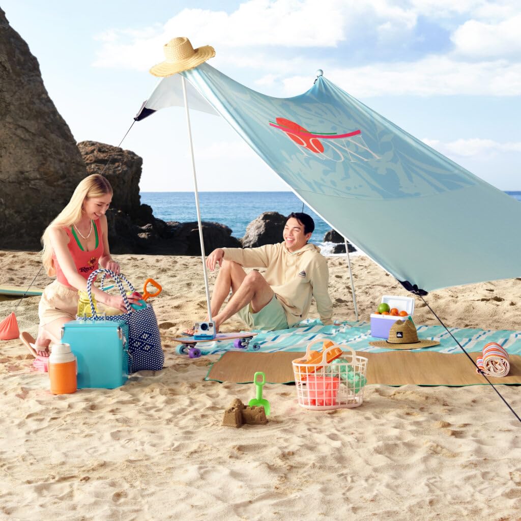 ROXY Refugio de Playa portátil – Tienda de campaña de protección Solar UPF 50+ con Anclajes de Saco de Arena y ventilación, Ligero e Impermeable para Playa, Campamento o Uso al Aire Libre – Se Adapta