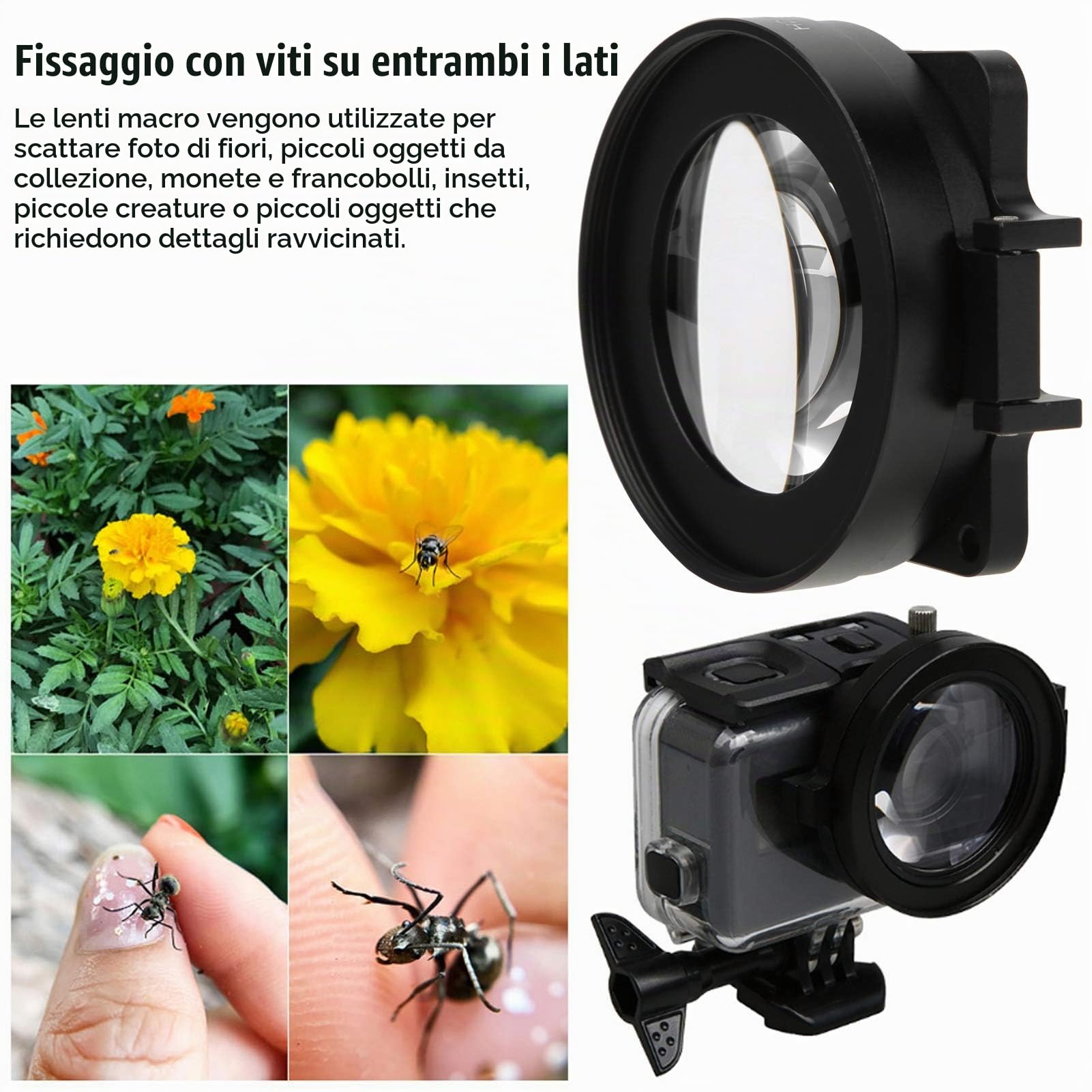16 filtri per obiettivo macro, action camera, 58 mm, macro, impermeabile, immersioni, lenti ottiche in vetro per GP8, GP9, GP10, GP11, GP12