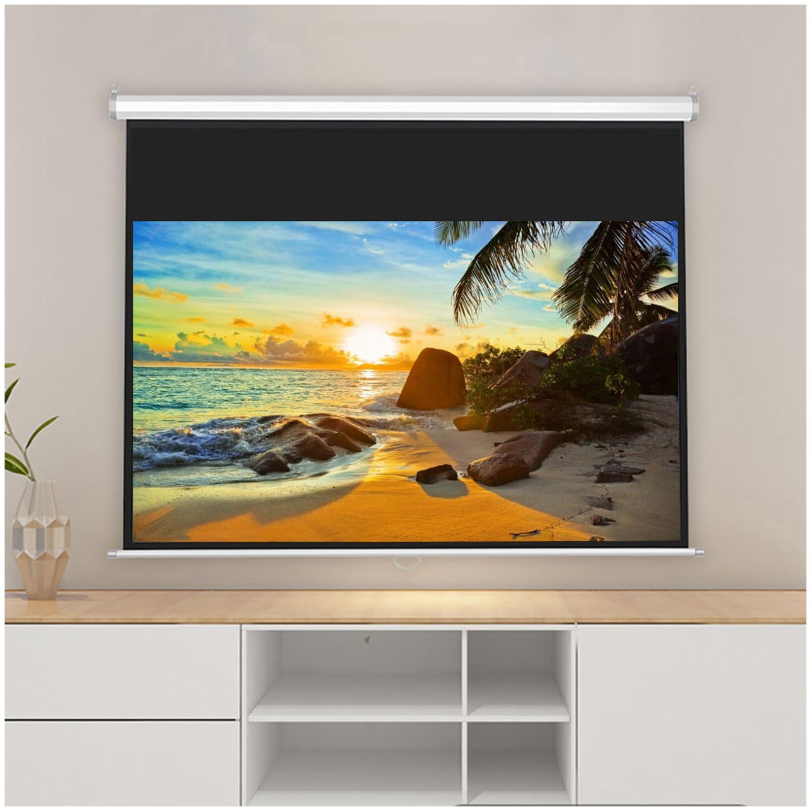 Schermo per Proiettore Manuale 16:9 HD Telo Proiettore 4K Anti-Piega Schermo Videoproiettore per Home Theater Cinema Ufficio Presentazione Didattica