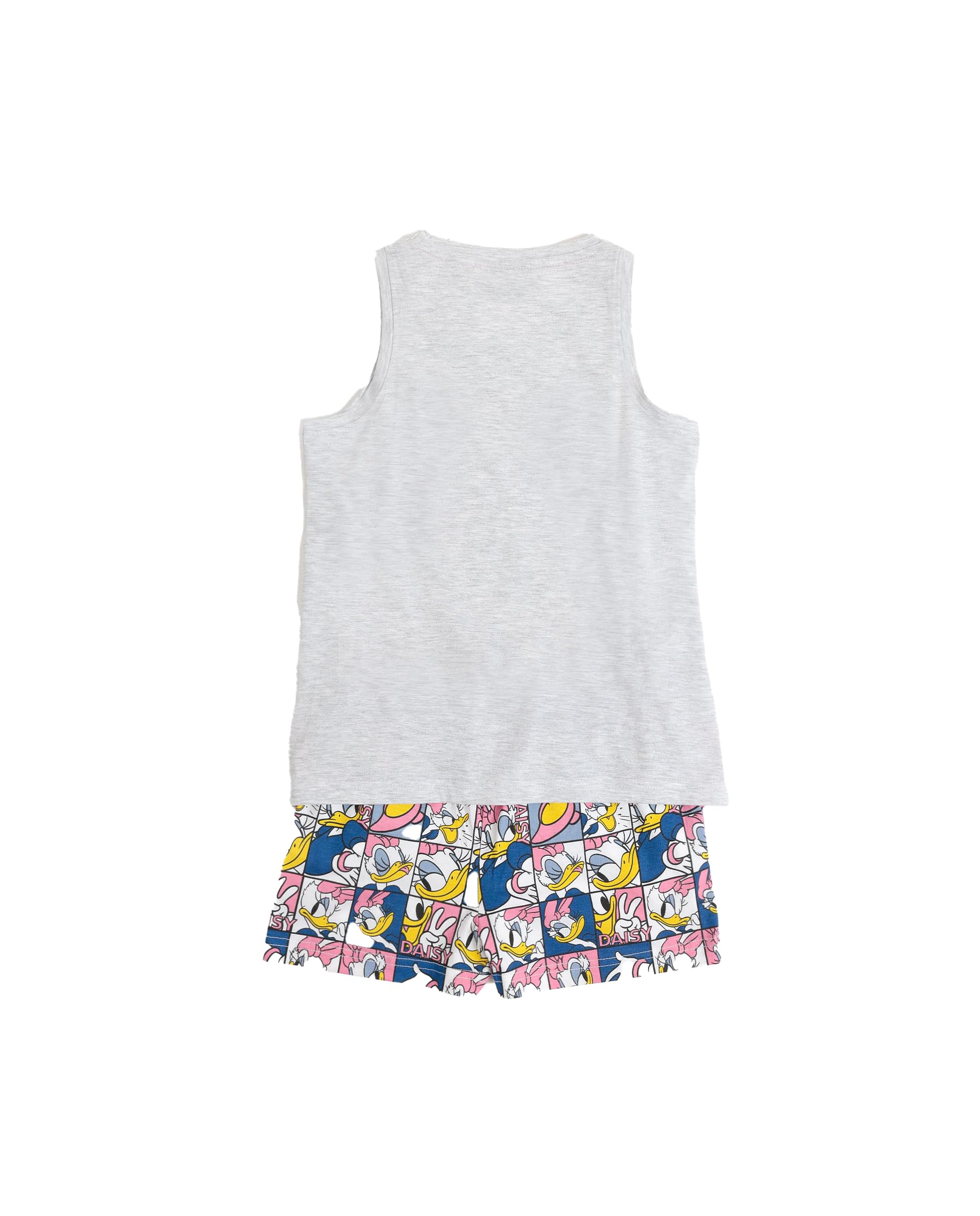 Disney Pijama niña Verano algodón - Pijama sin Mangas Daisy Poses para niña – pantalón Corto con Cinturilla elástica Estampado – Tejido Suave al Tacto, Gris Jaspe - Talla 8 años