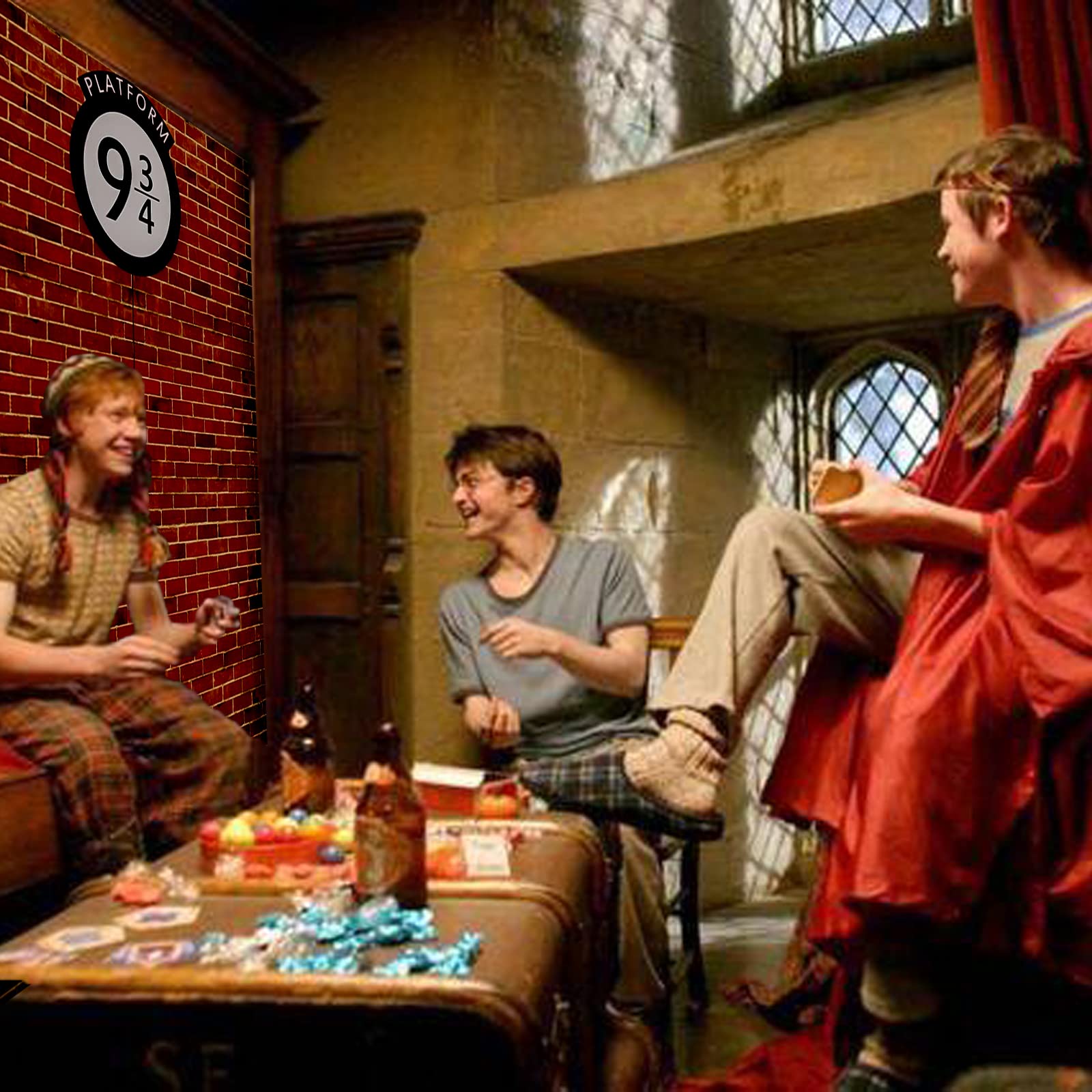 DUGEGAYL Fond Mur De Briques Motif Quai 9 3/4 Gare De King's Cross, Brique Mur Fond De Fête Décoration, Décoration Murale Pour Fête, Anniversaire De Magicien