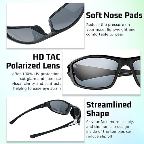Miniatura 3 de 30 pares de gafas de sol deportivas polarizadas para hombres, protección UV, gafas de sol polarizadas con bloqueo solar, gafas de conducción a