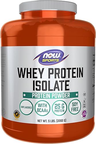 Miniatura 2 de NOW Sports Nutrition, aislado de proteína de suero de leche, 0.88 oz con BCAAs, polvo sin sabor, 5 libras y polvo de péptidos de colágeno