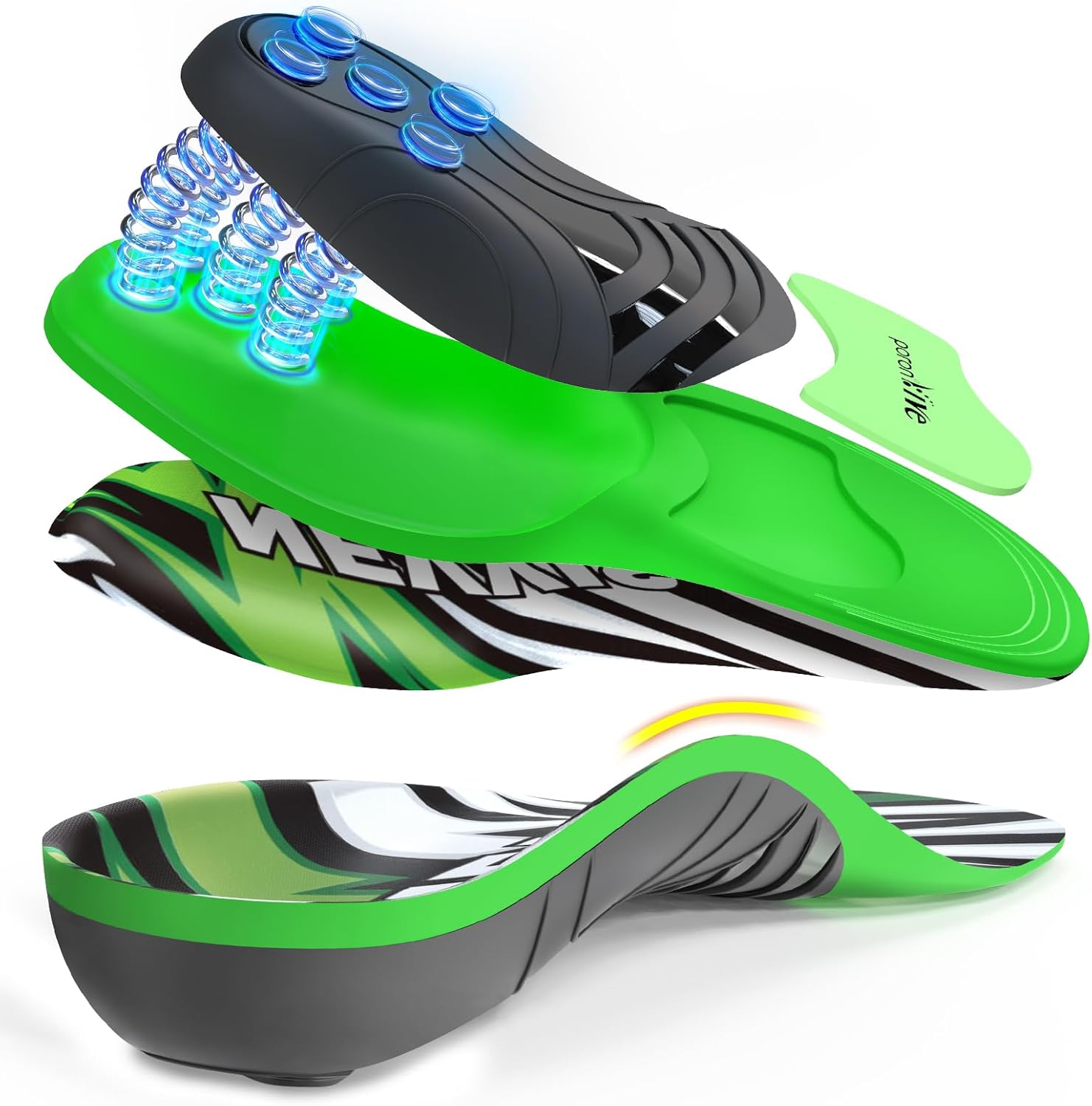 Dynamic Spring Plantar Fasciitis Insoles for Flat Feet