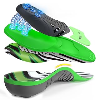 Dynamic Spring Plantar Fasciitis Insoles for Flat Feet, 250 lb Heavy Duty Work Boot Insoles for Men Women, High Arch Support Inserts Women Men, Arch Pain Relief, Shock Absorb, Orthotic, 1 Pair - Amazon product rated Grade A