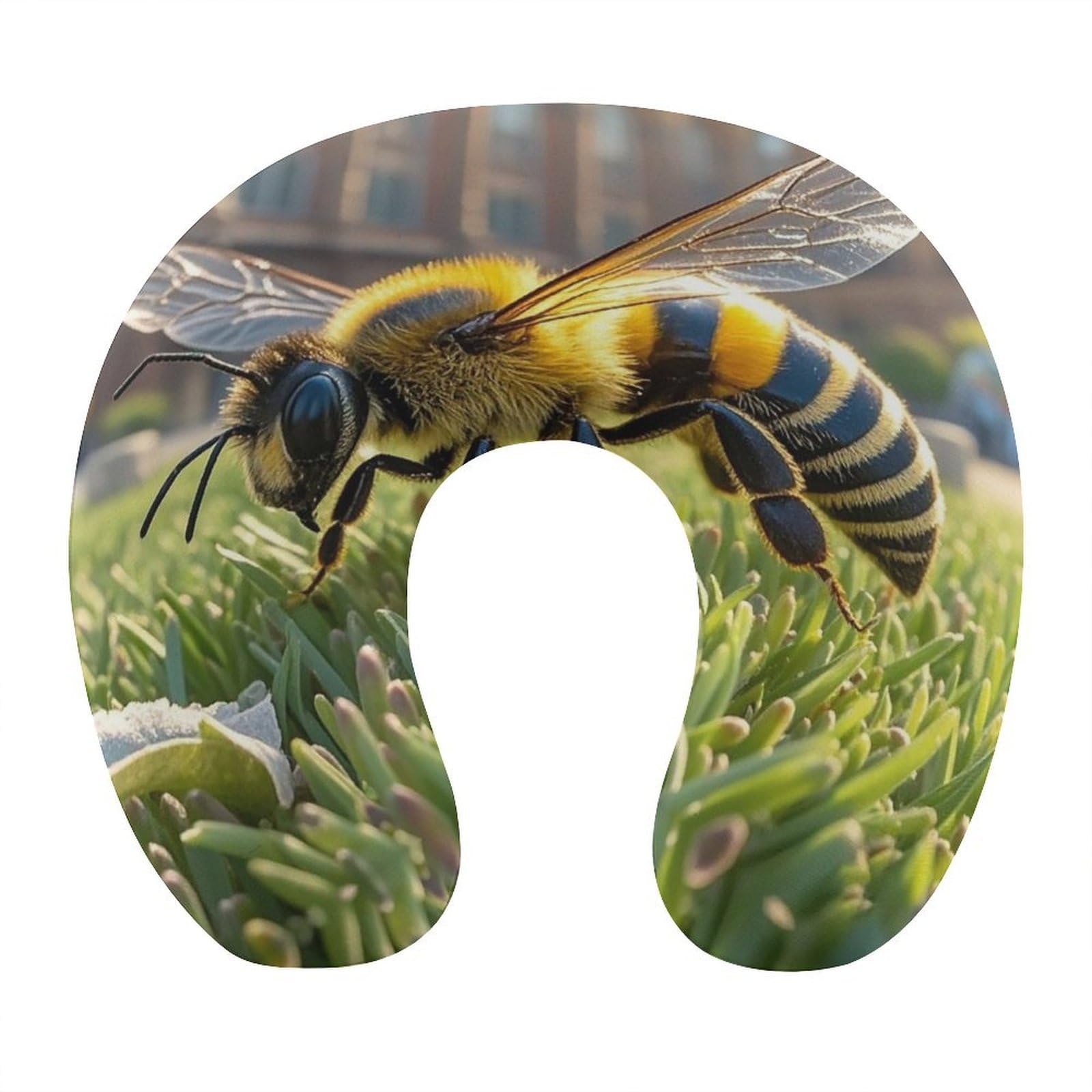 FekiLoot Bee on The Square Travel Pillow Comfortable U Shape Memory Foam Pillows Neck and Head Support Portable Travel Neck Pillow Suitable for Planes Trains Self-Driving Cars