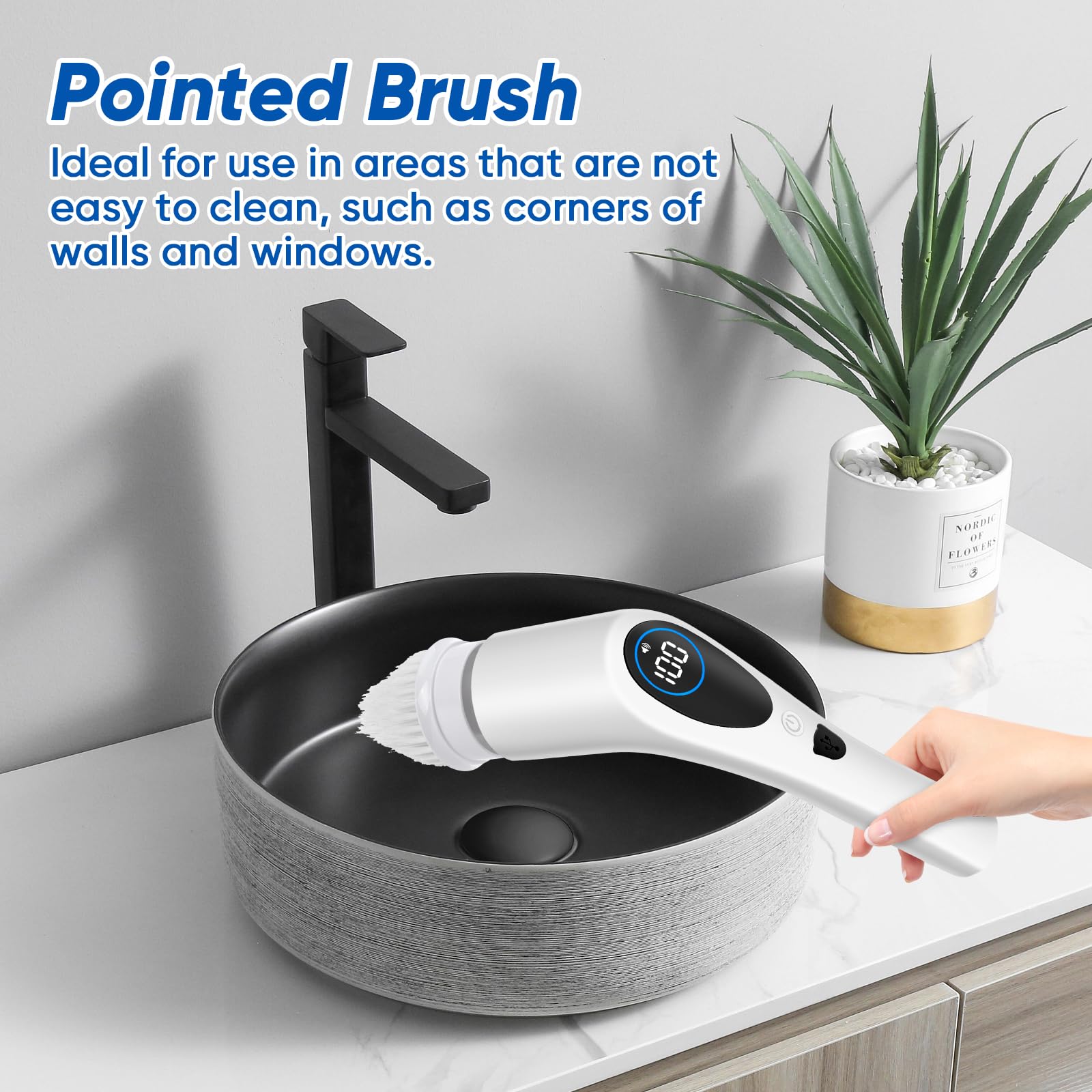 Set di testine intercambiabili 9 in 1 con centrifuga elettrica, universali, per tutte le marche, testine rotanti per lavapanni doccia, spazzola elettrica per pulizia piastrelle del bagno