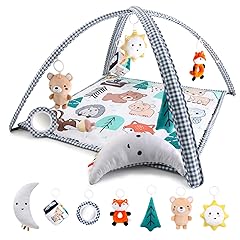 The Peanutshell Unisex Baby Play Gym & 7-in-1 Play Mat - Playmat Baby Toys 0-6, 6-12 Months Tummy Time Mat with Hanging Toys, Soft Padded for Newborns, Infants - Woodland