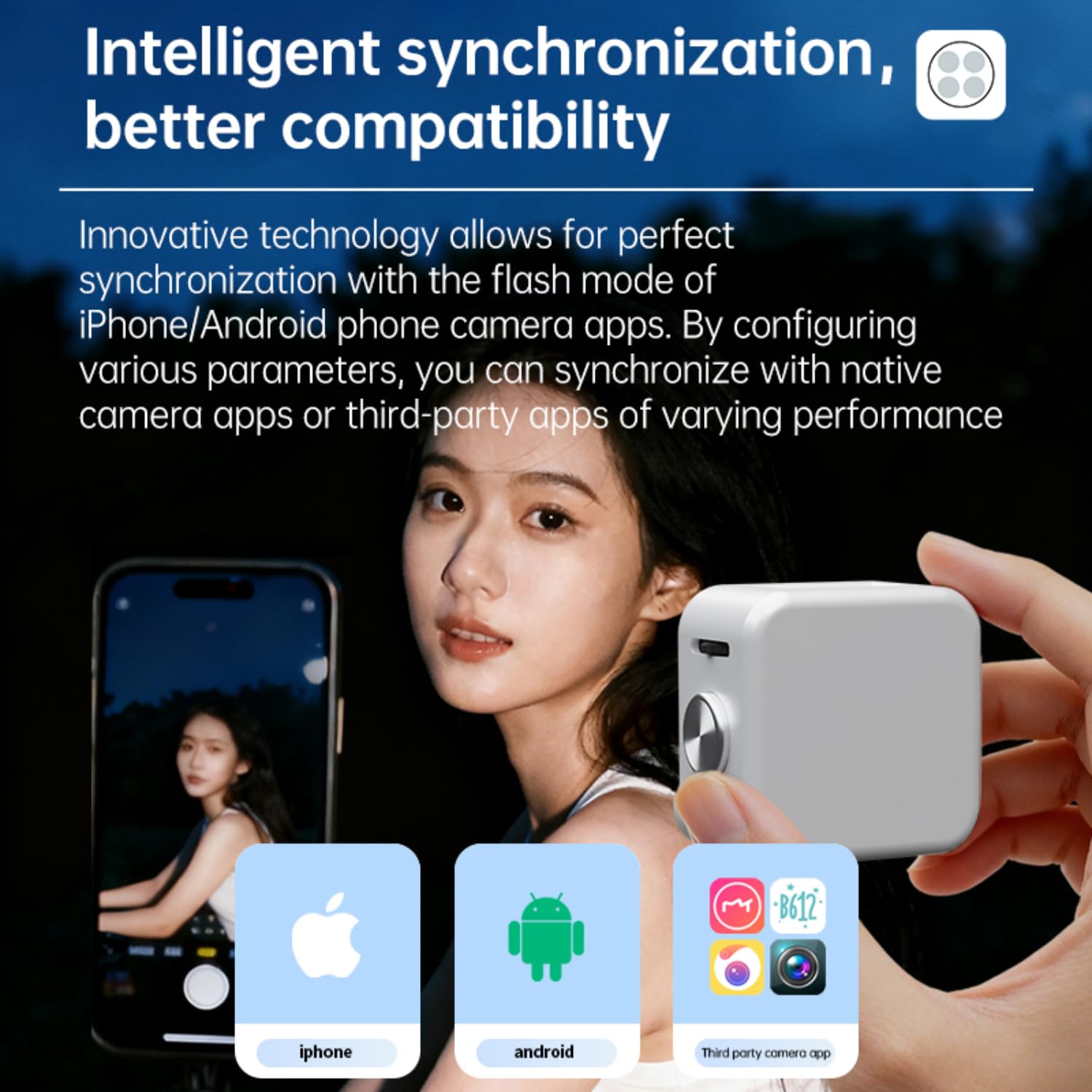 Funmount - Flash externo para smartphone (18 W, con luz continua de 3 W, magnética, para fotos, vídeo y transmisión en directo, color negro)