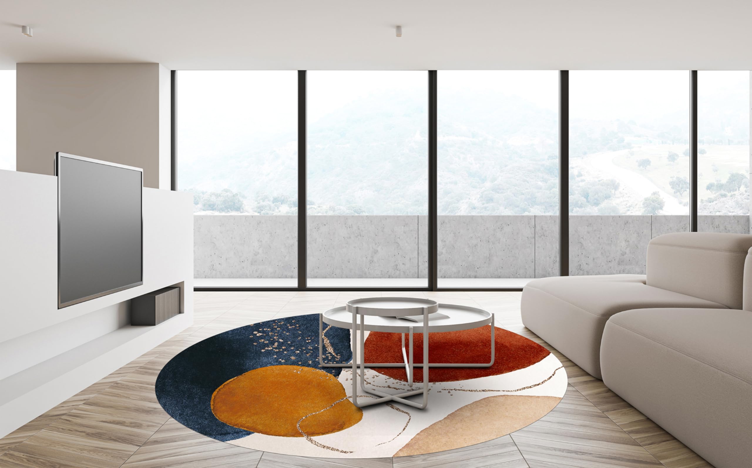 VINILIKO Design | Alfombra Vinílica Redonda Ania [Diam] 180 cm - Antideslizante, Impermeable, Lavable - Varios Tamaños - Alfombra Vinilo Salón, Cocina