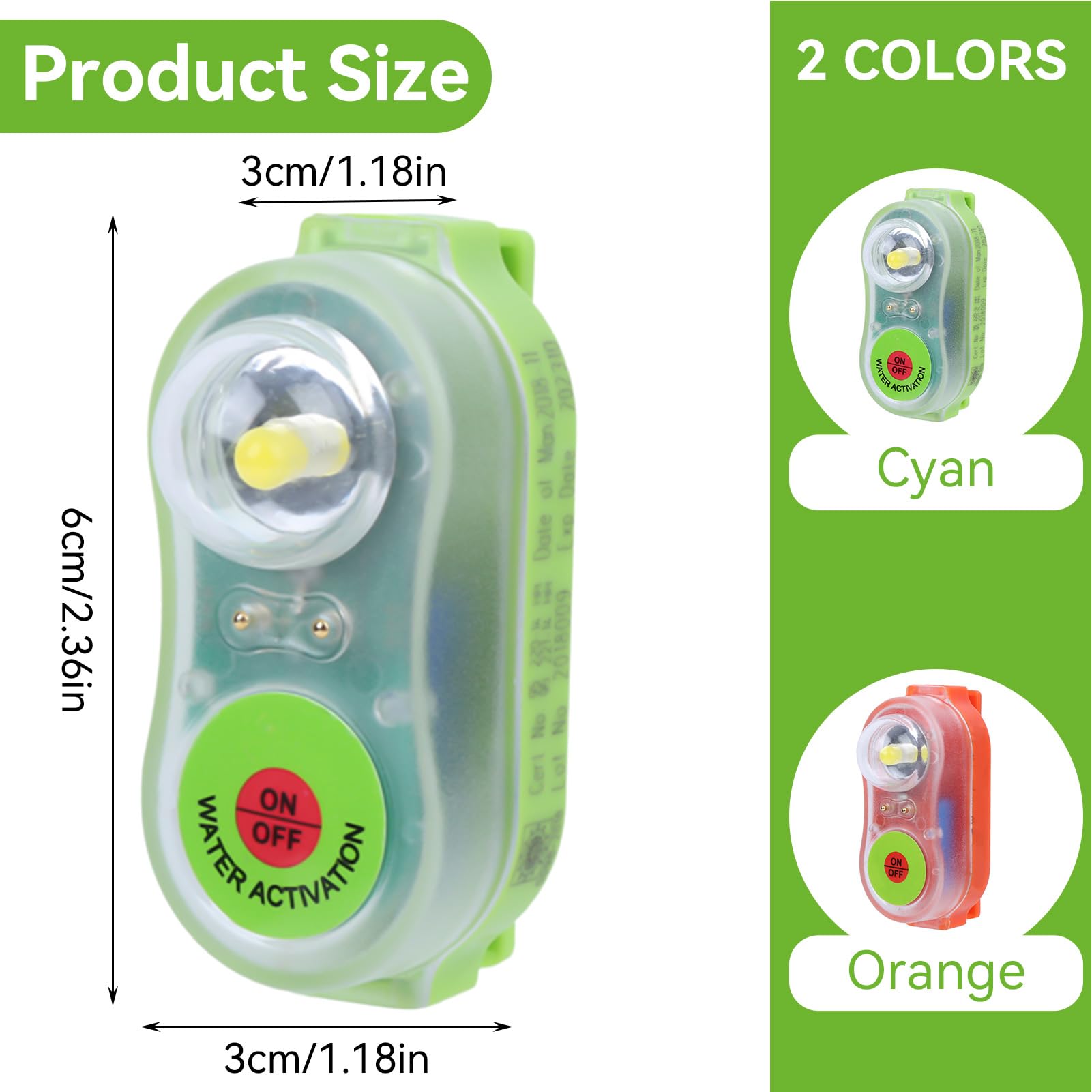 Gilet de sauvetage léger, sauvegarde de vie en plastique LED LITHIUM JHYD I Lampe à éclairage auto-d'eau de mer (Vert)