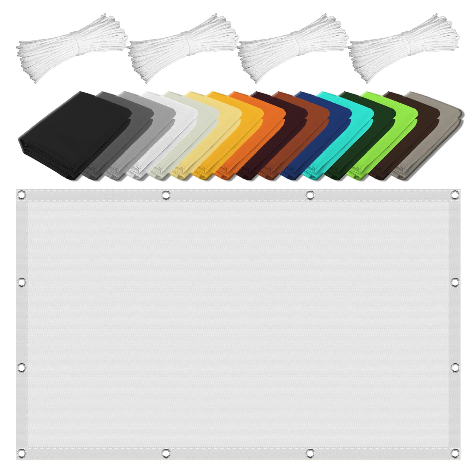 Toldo Vela Ángulo Recto Toldo Vela 170 x 200 cm Protección UV 98% Prueba de Viento de Rectangular Parasol con Ojales para Exterior Jardín Terrazas, Blanco