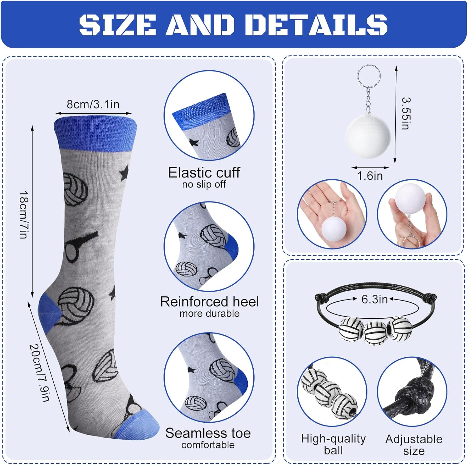Pickmesh 24 Pcs Funny Volleyball Gifts Set Volleyball Plastic Cups with Straw and Lid, Novelty Socks, Bracelet, Keychain for Ball Lover Player Fans Sports Valentines Gift Birthday Party Favors