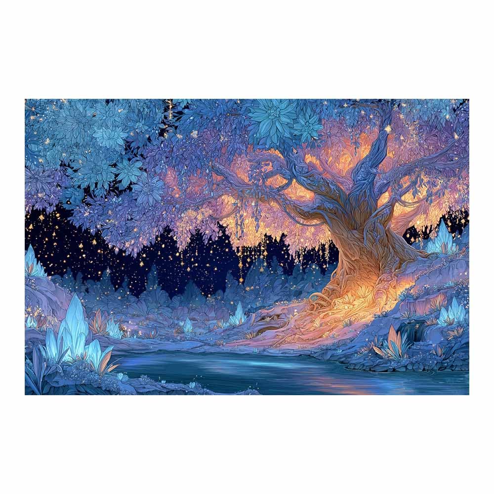 HOQIU Print Canvas Poster Decor Luminous fairy tree canvas prints, nature wall art, for Bathroom Home Office Decor(Multicolor)-80x120cm Unframed