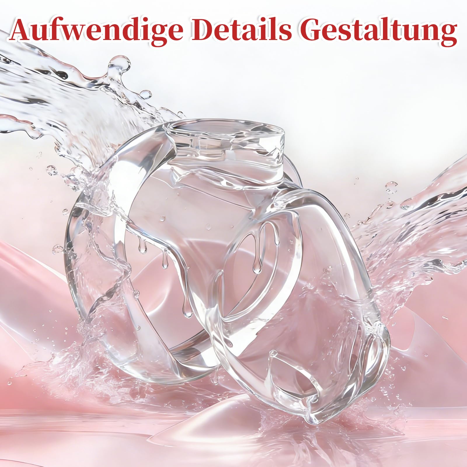Cage de Chasteté pour Pénis Petite Chastity Cage avec 2 Clés et 4 Anneaux Différents Sex Toys pour Man Cage Chastetée pour Bondage les Pénis des Hommes Légère et Respirante (Clear,Nub)