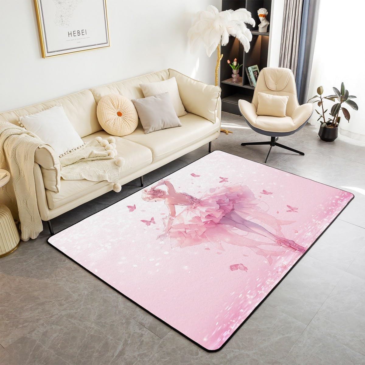Tapis de sol antidérapant 3D de ballet doux pour couloir et canapé