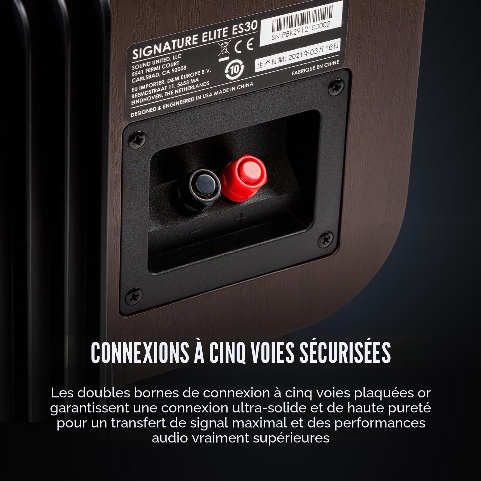 Polk Audio Signature Elite ES30 Enceinte Centrale Hi-Res, Compatible Dolby Atmos/DTS:X - Noir