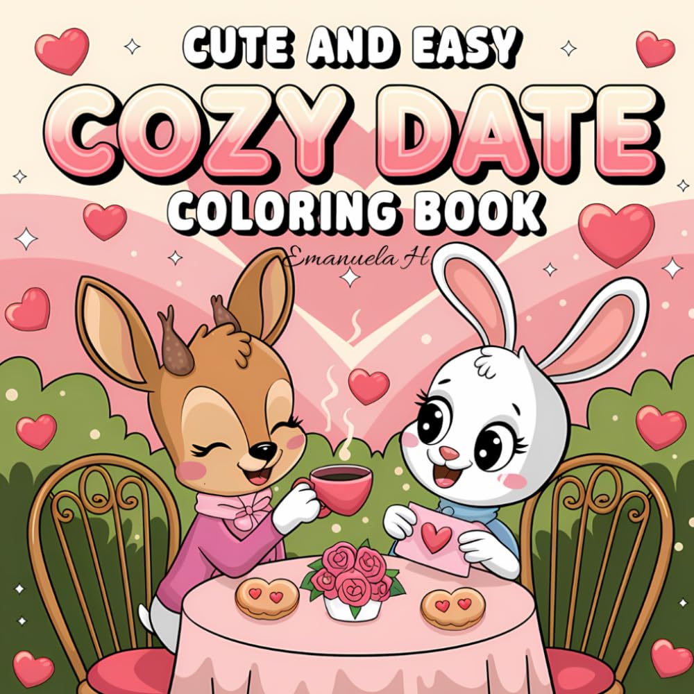 Cute and Easy Cozy Date: Coloring Book for Adults and Teens Featuring Adorable Animal Couples in Cozy Love Moments