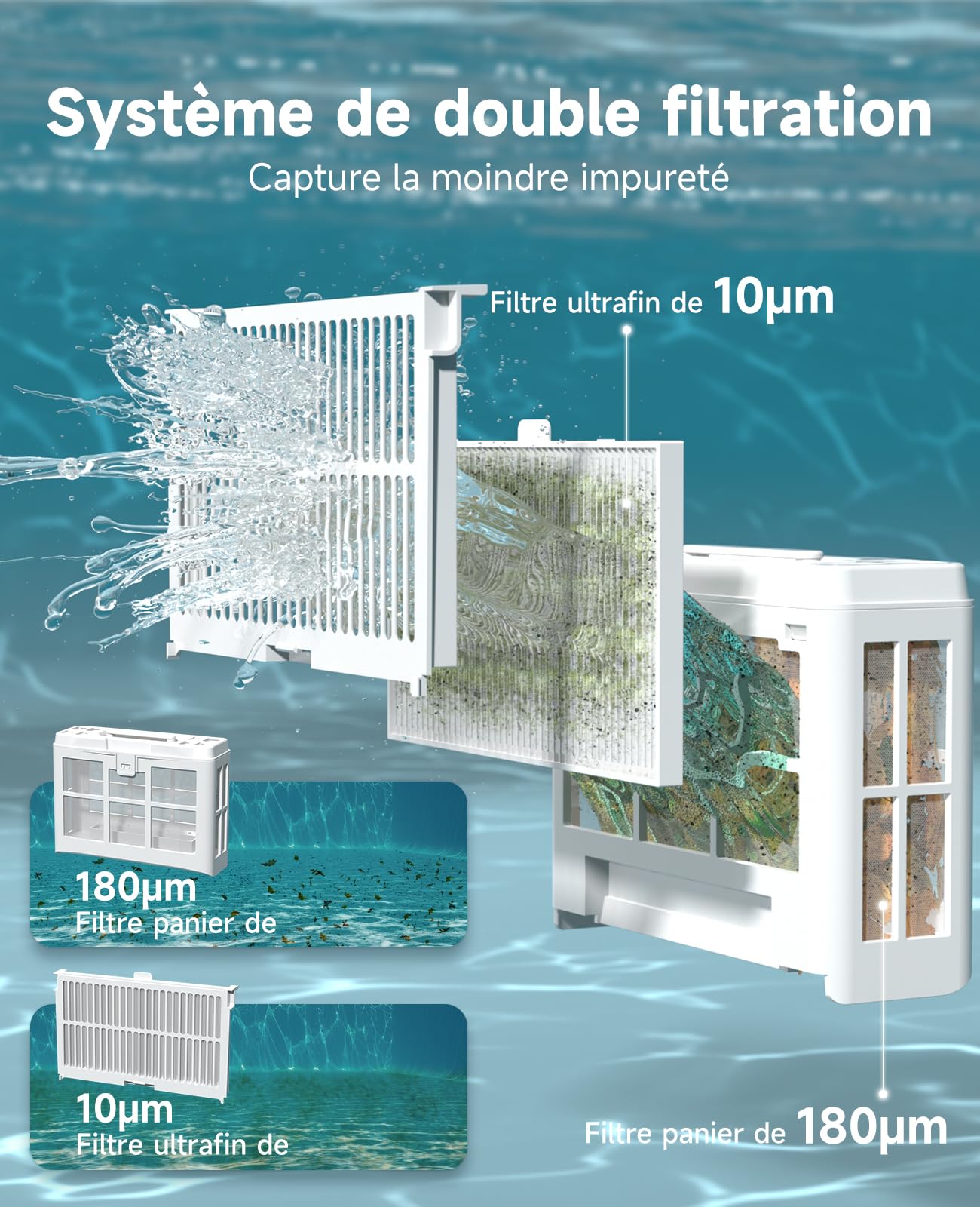 WYBOT C2 Robot Piscine sans Fil pour Piscines Enterrées 150㎡, Double Filtration, 3 Moteurs, Aspiration Puissante, Nettoyage Parois & Ligne d'eau, 180 Min, App(Vert Brume-Vert)