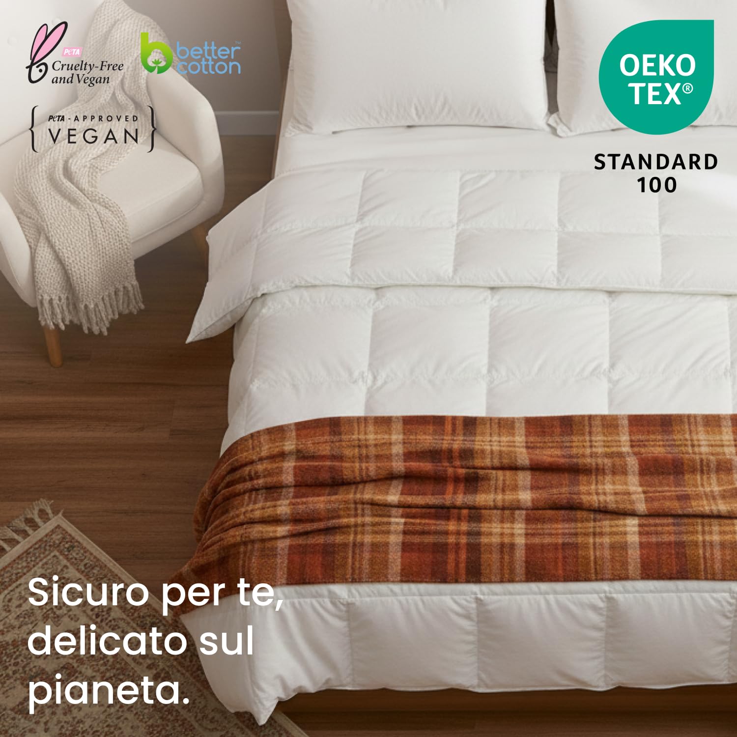 FOSSFLAKES Piumino 4 Stagioni 240x220 cm, vegano e OEKO-TEX