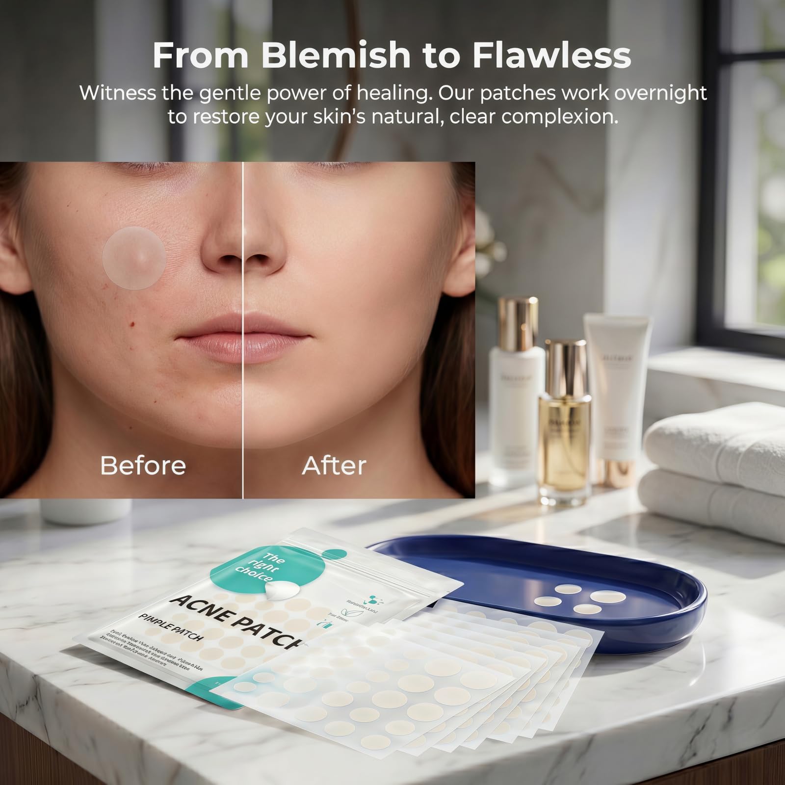 300 Pièce Patch Bouton Acne, Invisible Hydrocolloïde Pimple Patches, 2-In-1 de Jour et de Nuit Avec Huile De Tea Tree & Acide Salicylique, Imperméable & Transpirable pour Skincare (8/10/12/14mm)
