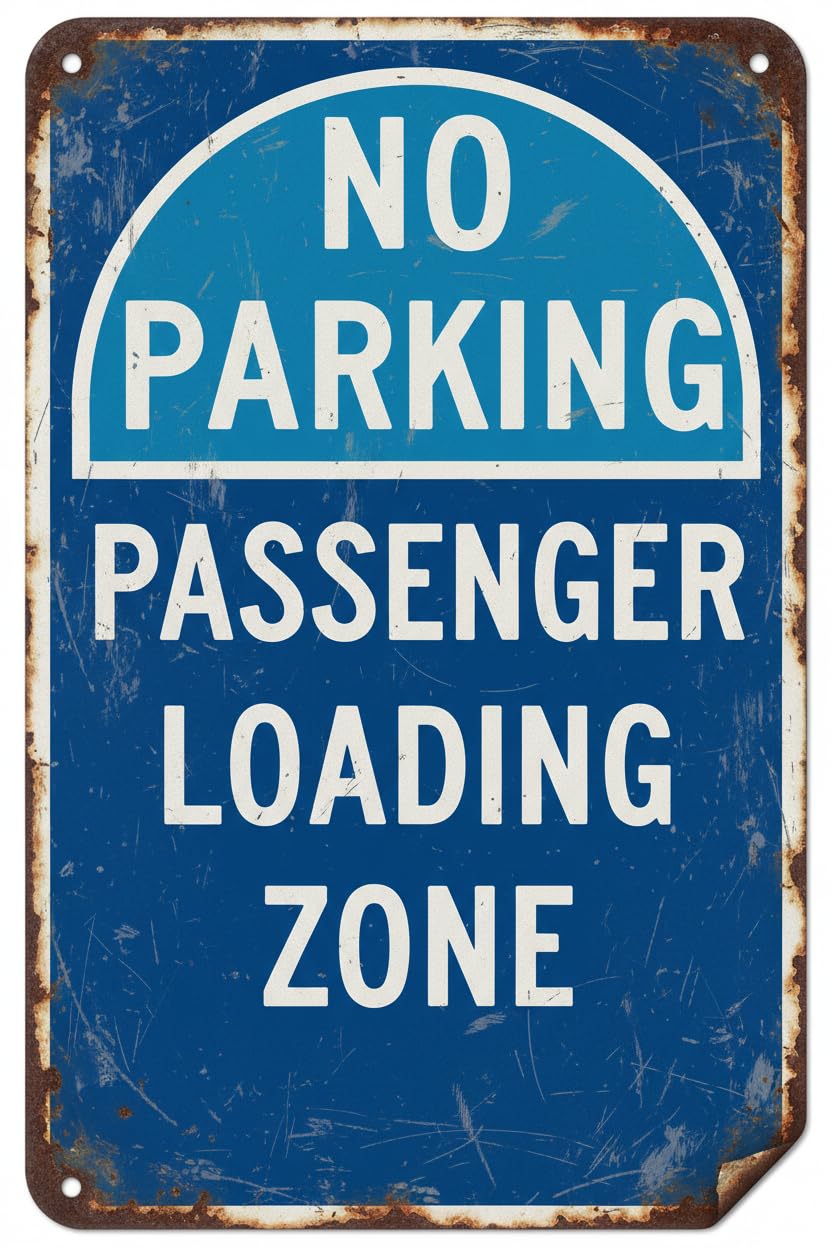 No Parking Loading Zone Tin Sign, 8x12 Inch