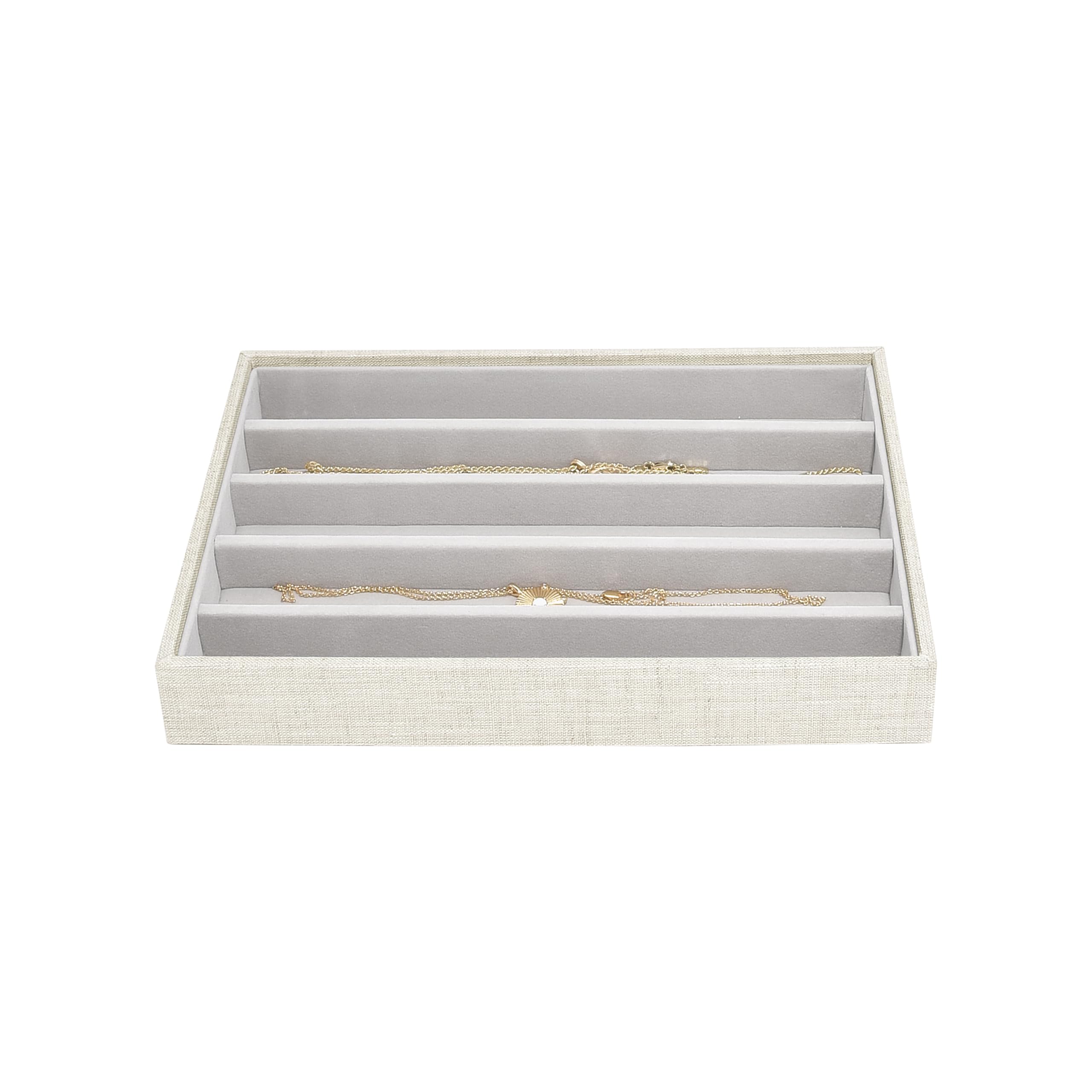 Stackers Classic Medium Jewellery Box Necklace Layer, Faux Leather Linen