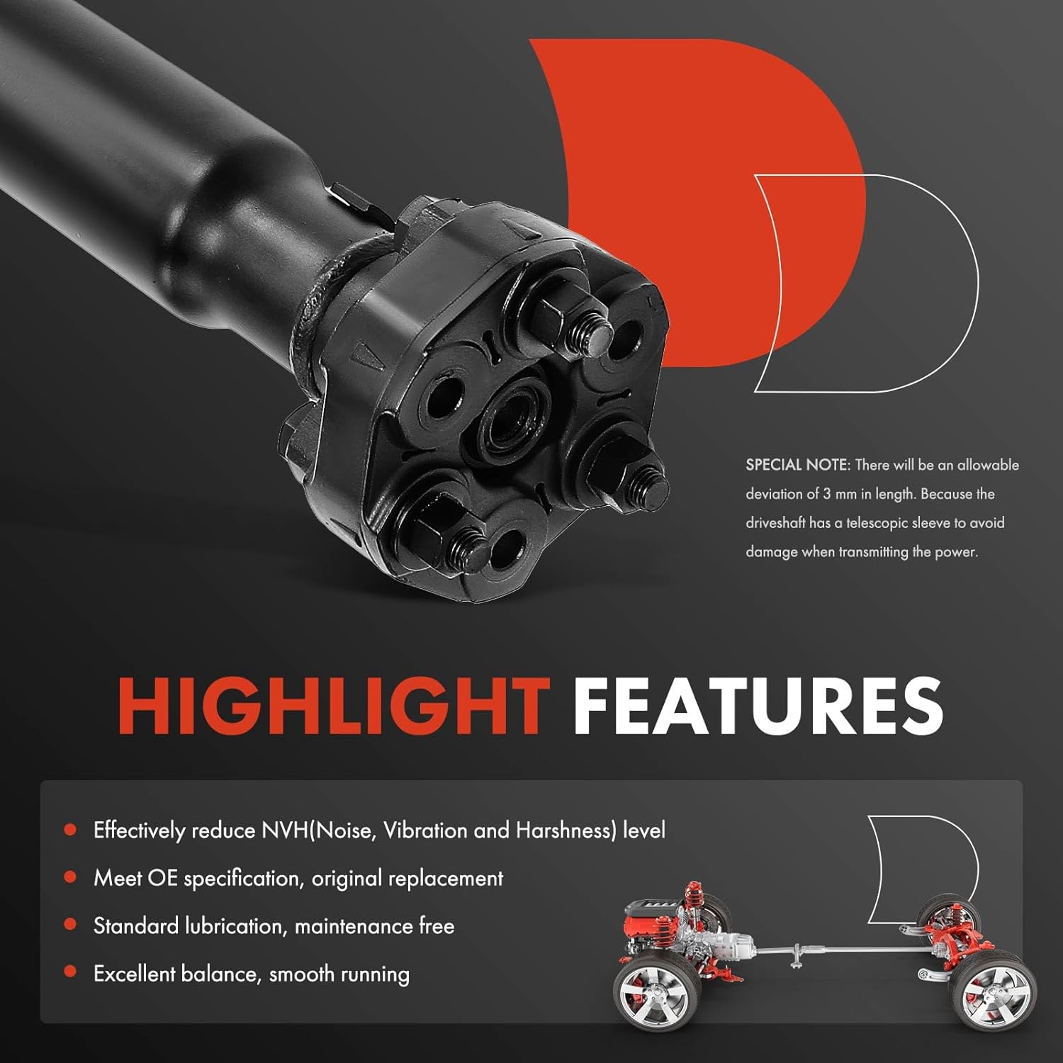 A-Premium Rear Drive Shaft Driveshaft Assembly Compatible with BMW E36 Series 318ti 1995 1996 1997 1998 1999, Manual Transmission, Replace# 26111227937, Complete Prop Shaft