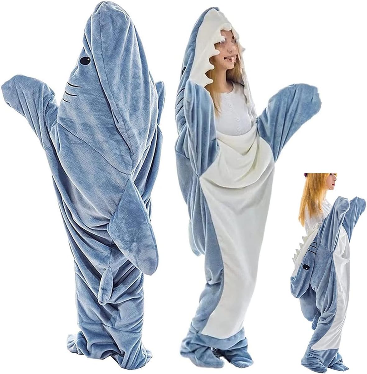 Shark Blanket Onesie Hoodie TBGENIUS Shark Blanket Onesie Shark Hoodie For Adults And Kids, Cozy Flannel Shark Costume Shark Sleeping Bag Forsaken Plush