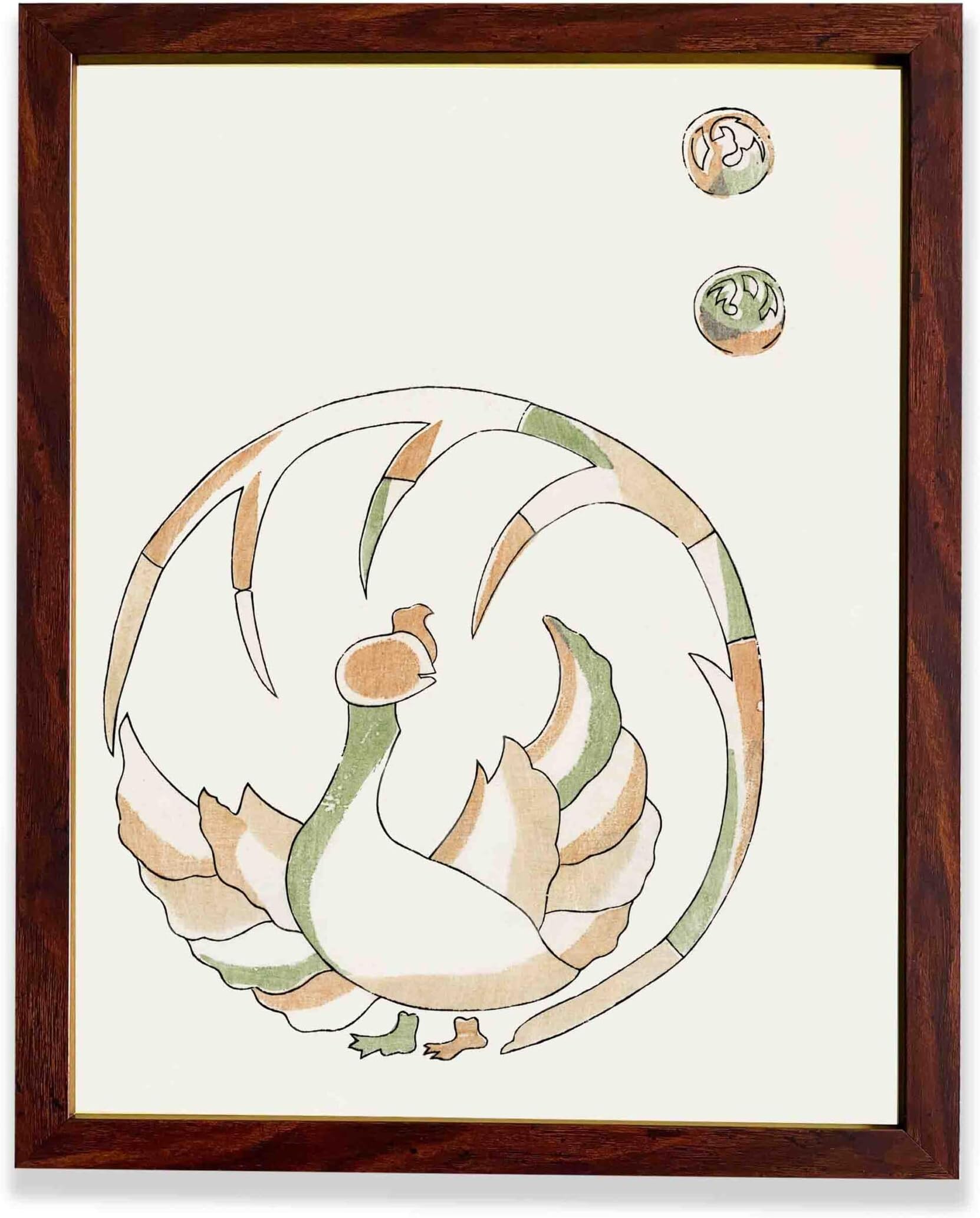 INFIDU Japanese vintage original woodblock print of rooster Vintage Art