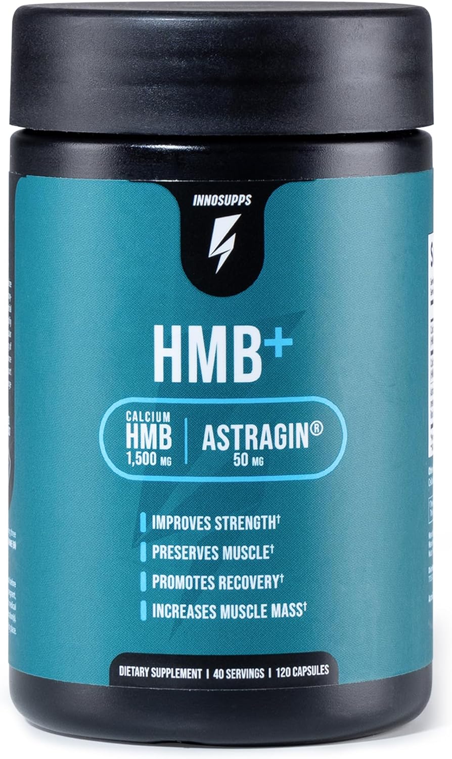 InnoSupps HMB+ | 1500mg HMB (Beta-Hydroxy Methylbutyrate) & 50mg Astragin | Enhanced Absorption, Preserves Muscle, Promotes Recovery, Increase Lean Muscle Mass | Gluten Free - 120 Veggie Capsules