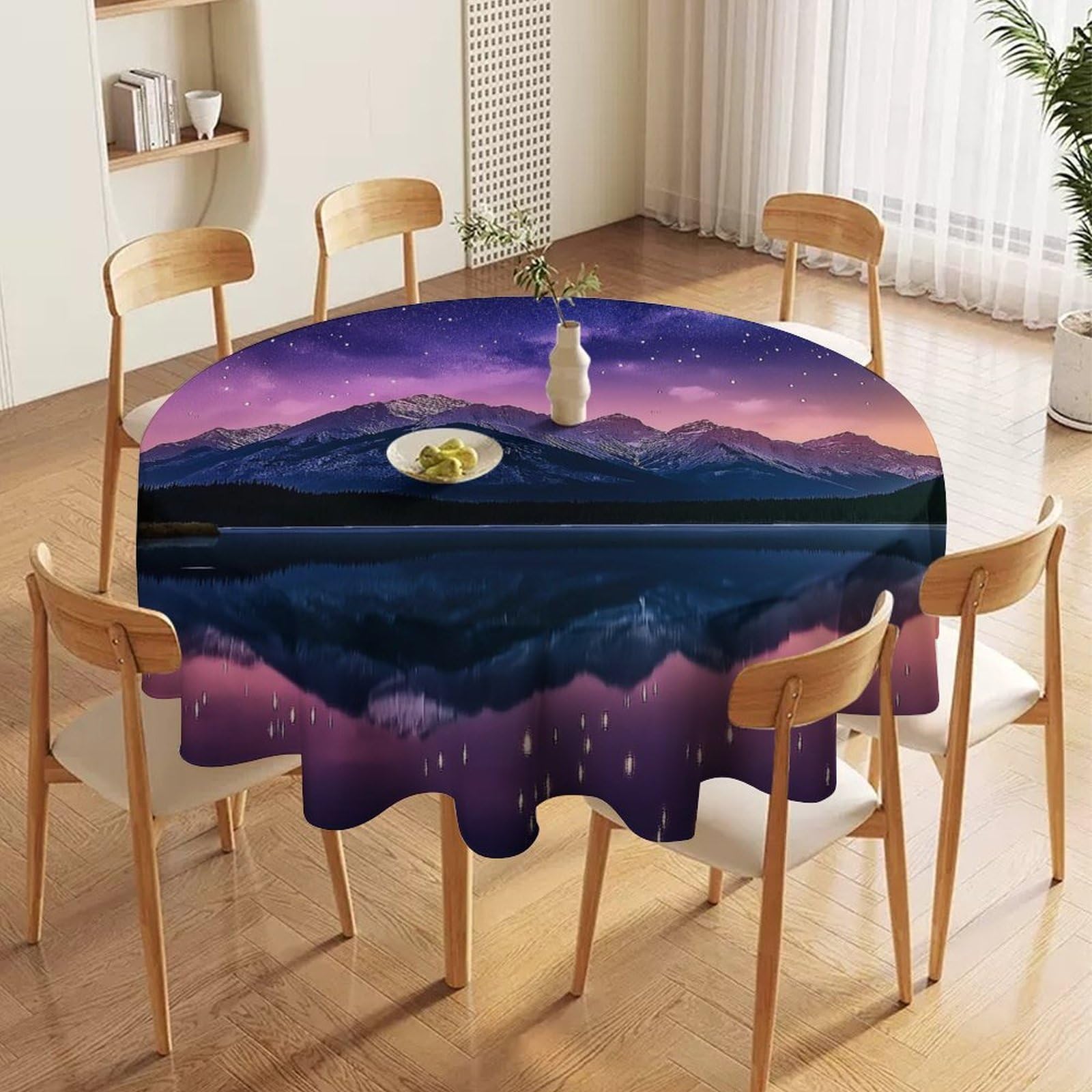 ORDOBO 3D Printed Tablecloth - Snow Mountain Lake Fashion Table Protect Cover Waterproof Wipeable For Kitchen Dinner Garden Dining Home Decoration 127X127Cm
