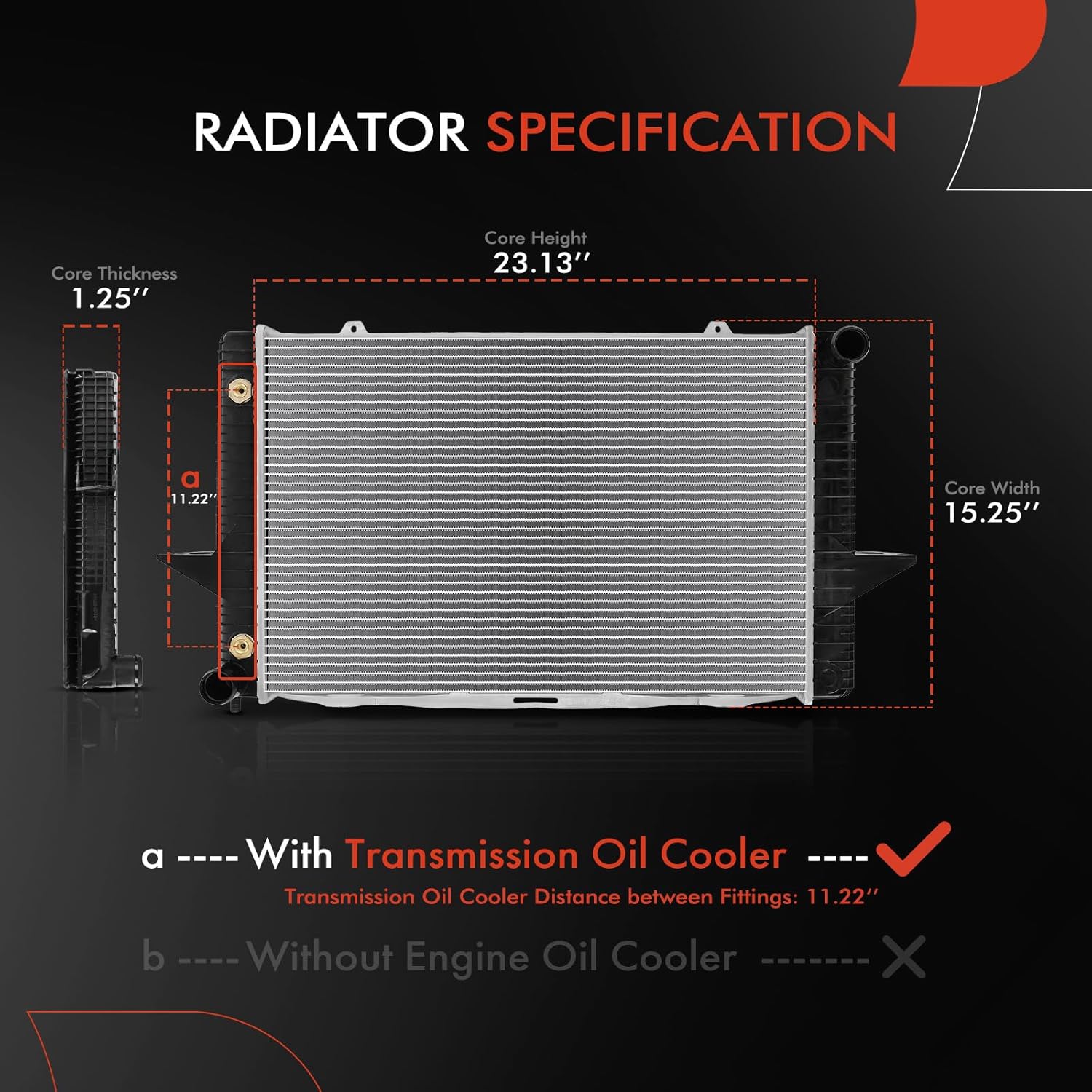A-Premium Engine Coolant Radiator Assembly with Transmission Oil Cooler Compatible with Volvo 850 1993-1997, S70 V70 1998-2000 L5 2.4L, Automatic Transmission, Replace# 8011851, 8601354