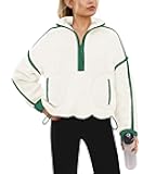 Womens Quarter Zip Pullover Sherpa Fleece Jacket Oversized Zip Up Sweatshirt Half Zip Pullover Fuzzy Outerwear