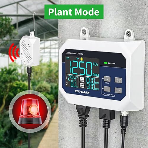 Miniatura 5 de Controlador de CO2 con pantalla de temperatura y humedad día y noche con función de relé, cable de sensor NDIR de 15 pies, controlador de CO2 para