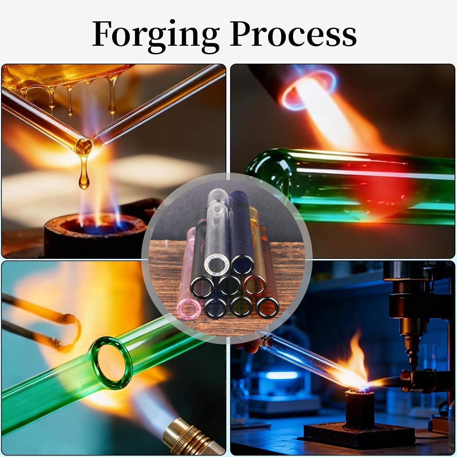 9 Pcs Borosilicate Blowing Pipe, 4 Inches Long 12mm OD 2mm Thick Pure Glass, High Heat Resistance Tube