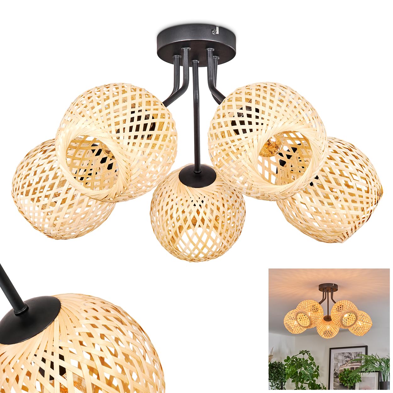 Plafonnier Basto d'exception 5 lumières écru au design épuré - 8