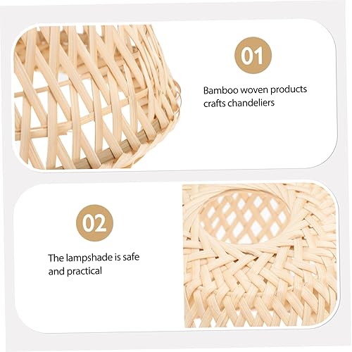Miniatura 9 de CAXUSD Pantalla de bambú para luces de techo, pantallas para lámpara de mesa, luz colgante tejida, pantalla de pared de ratán, cubiertas de luz de