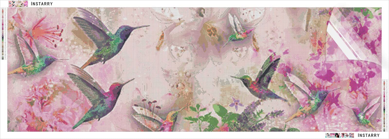 Instarry DIY 5D Diamond Painting Kit Completo Colibrì e Fiori Decorazioni Parete 150x50 cm