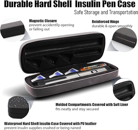 Insulin Pen Case for Insulin Pen,Needles and Cartridge Storage and Transport Slim Reusable Injection Pen and Needles Carry Diabetes Travel Case Keep Diabetic Supplies Organized and Safe Protected