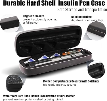 Insulin Pen Case for Insulin Pen,Needles and Cartridge Storage and Transport Slim Reusable Injection Pen and Needles Carry Diabetes Travel Case Keep Diabetic Supplies Organized and Safe Protected