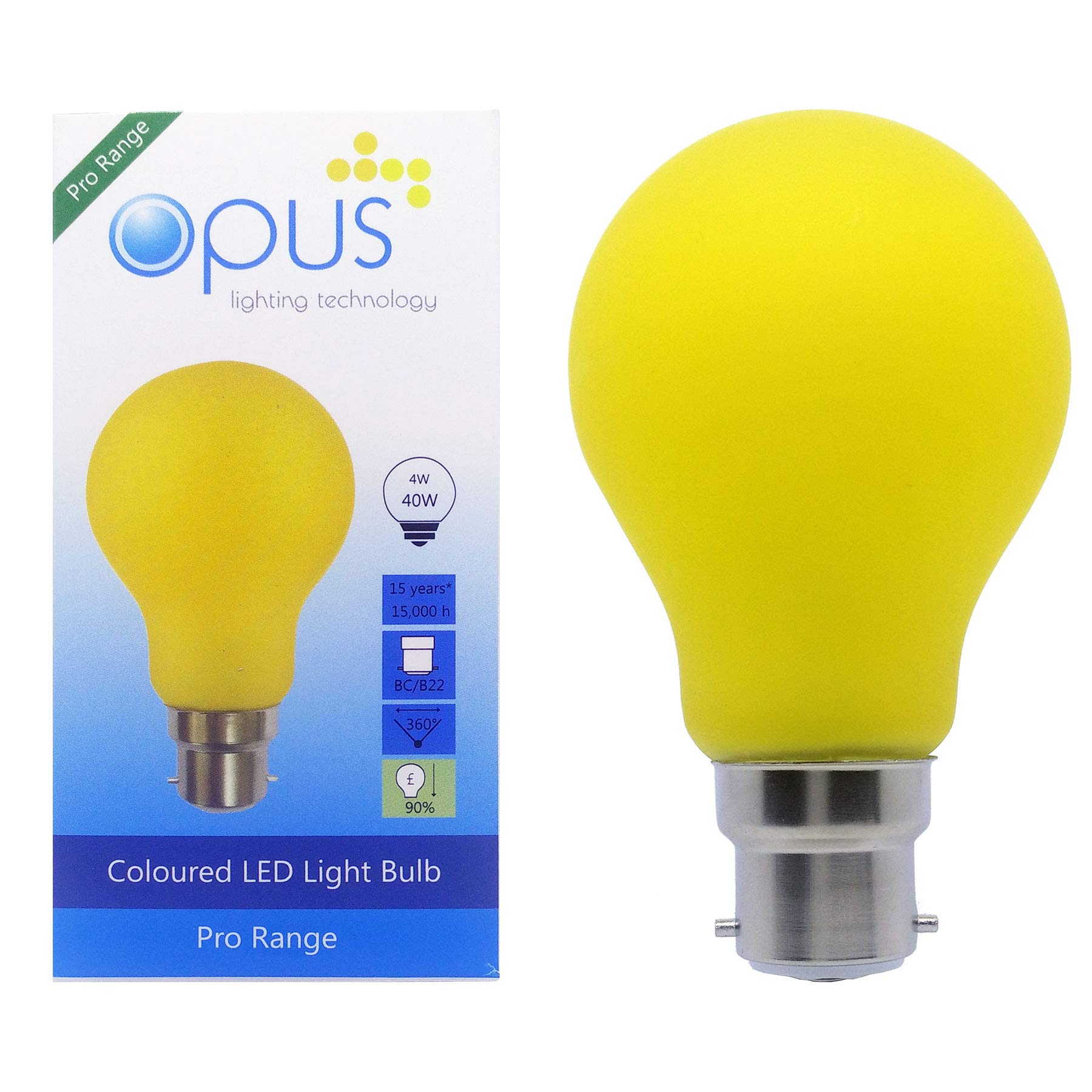 Opus Lighting Technology Yellow Opus 4 Watt Gls Led Bc B22 Bayonet Cap Light Bulb