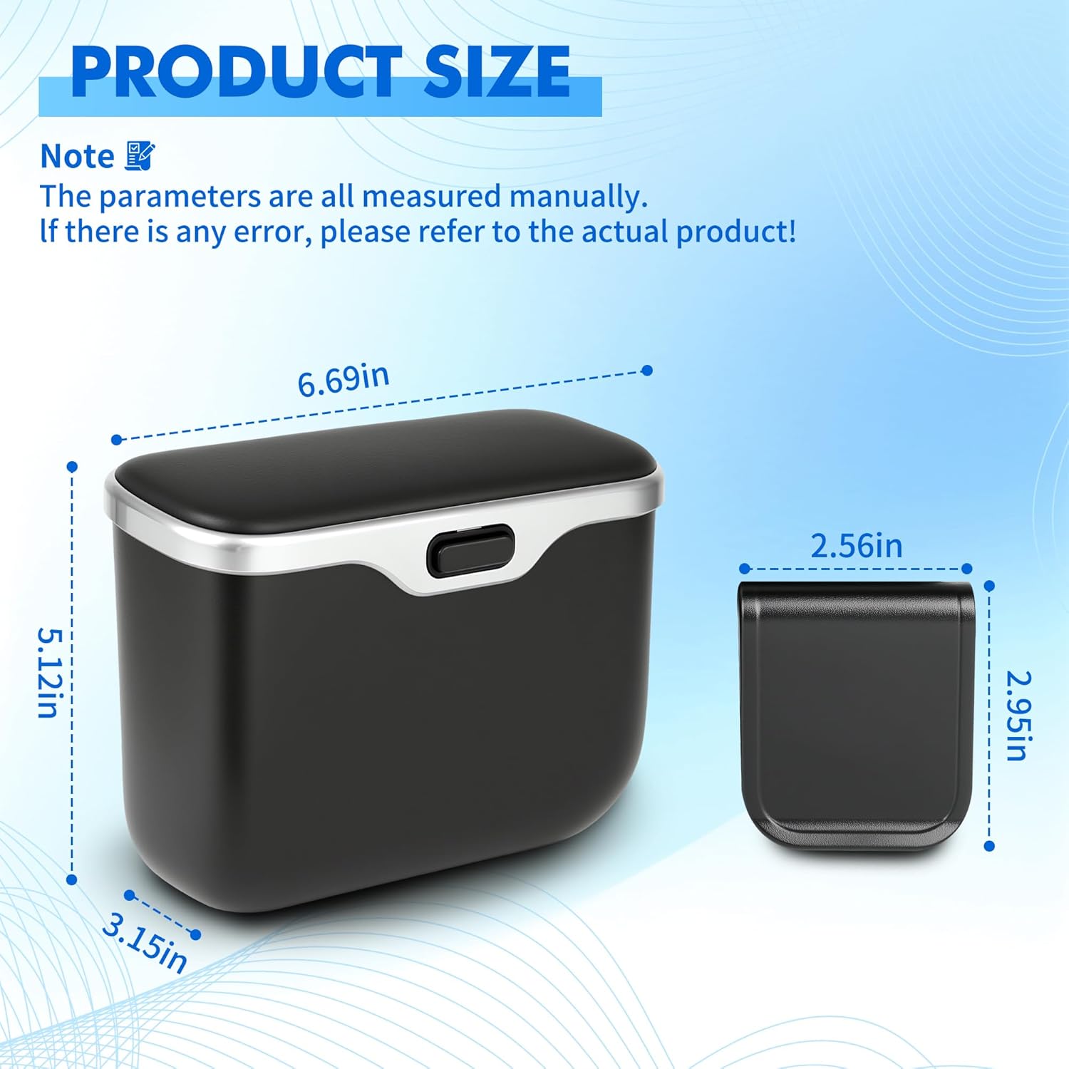 JEYODA - Automatic Push Button Car Trash Can with Secure Lid, Vehicle Garbage Bin (Black)