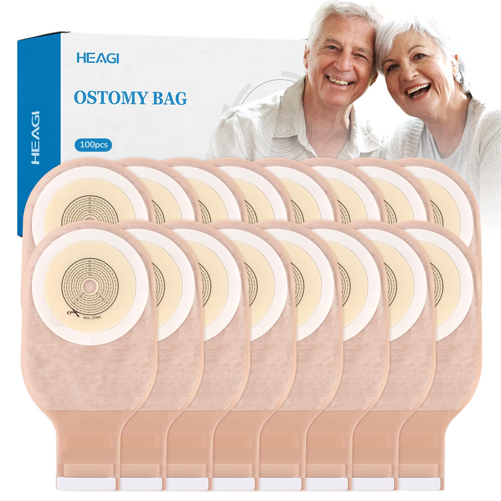 100 PCS Sacchetti per Colostomia, Forniture per Stomia, Sacchetto Drenante per Stomia Da 15 Mm-65 Mm per La Cura Dello Stoma Ileostomico