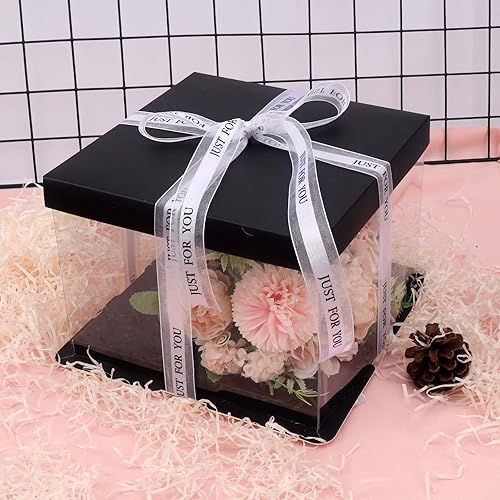 Miniatura 7 de 2 rollos de cinta de San Valentín de gasa blanca y negra, solo para ti, 2 x 22 yardas, 100% nailon con organza, perfecto para envolver regalos,