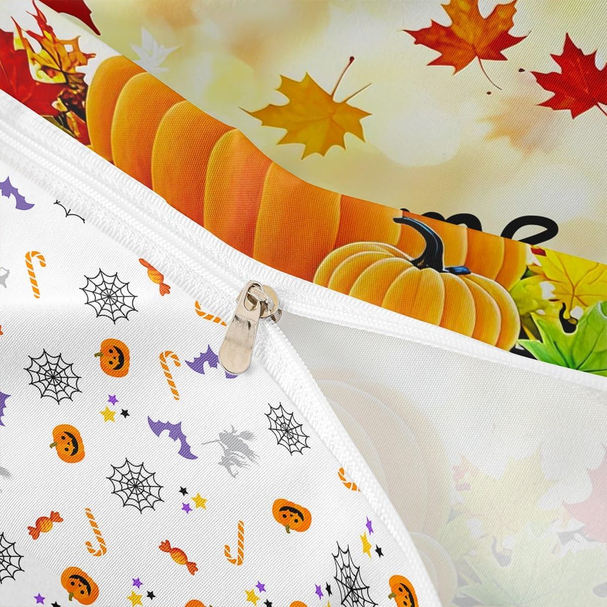 Autumn Maple Leaves Duvet Cover Fall Harvest Pumpkin Comforter Cover Twin Size For Kids Teens Adult, Happy Thanksgiving Day Bedding Set Farmhouse Rustic Bed Set With 1 Pillow Case, Gold Yellow
