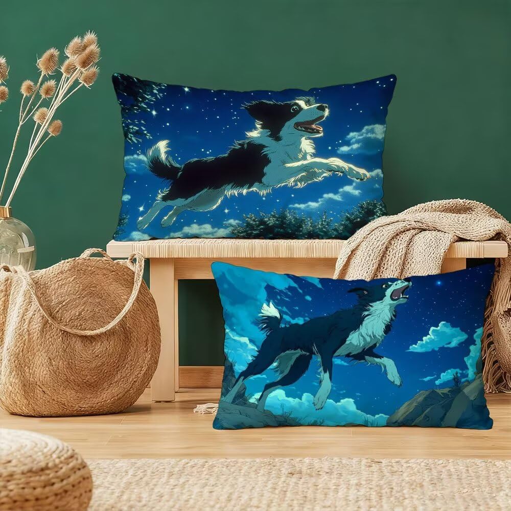 Housse de coussin bleu 40x80 taie d'oreiller animal en velours avec zip invisible