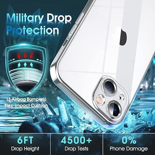 Miniatura 5 de Supdeal Funda transparente para iPhone 13 Mini, no amarillea Protección de la cámara Prueba de caídas de grado militar Funda protectora transparente