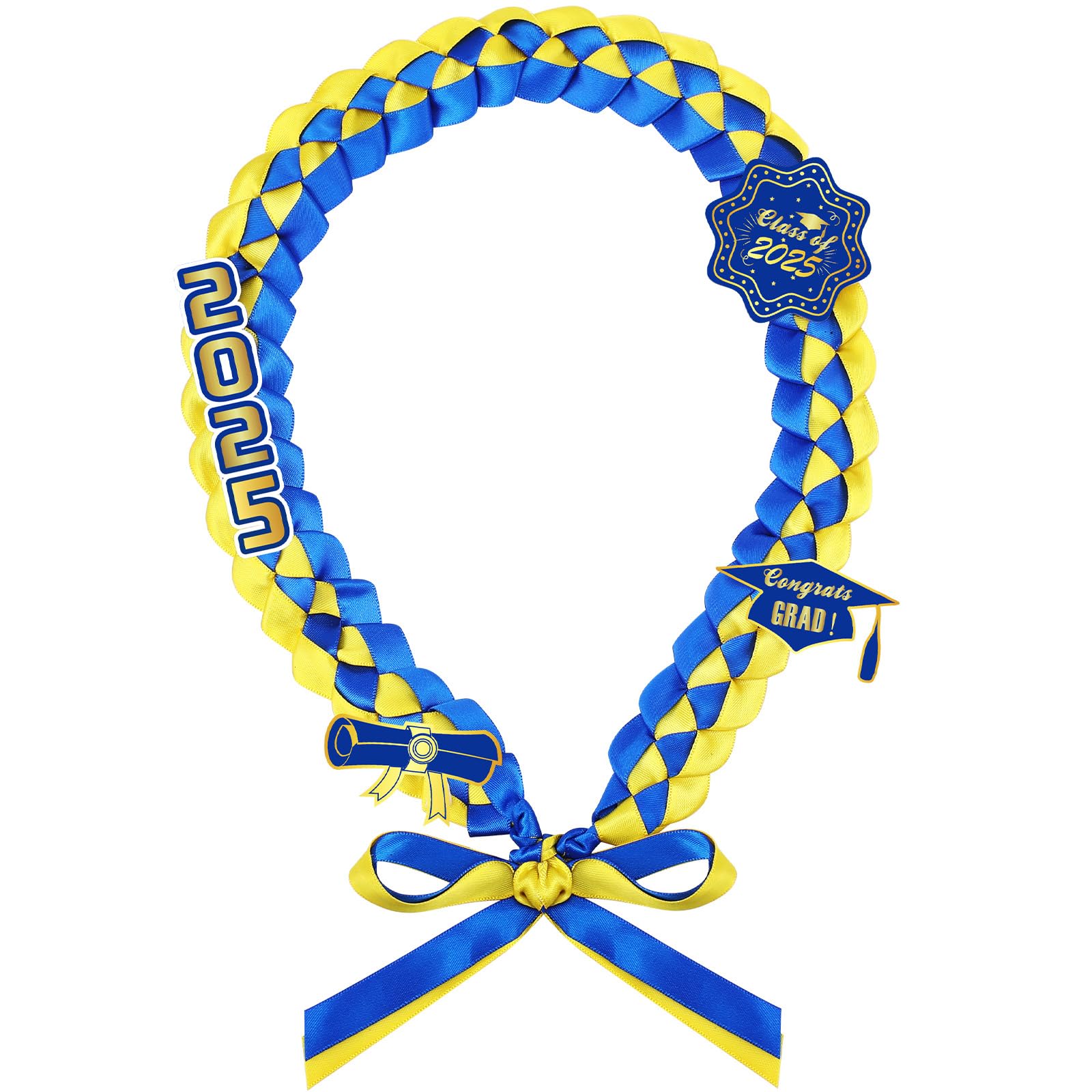 Jexine Braided Graduation Leis 2025 Graduation Ribbon Lei Necklace with Graduation Card Graduation Gift Party Accessories for Women and Men High